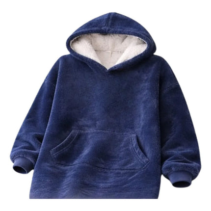 Buzo Poncho Adulto Plush Con Capucha Xxxl Azul
