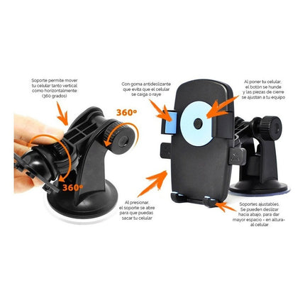 Soporte Para Celular O Gps Universal Para Auto  Negro