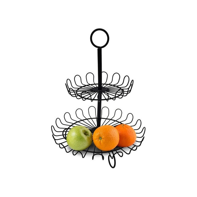 Centro De Mesa De Metal Circular Frutero  Negro