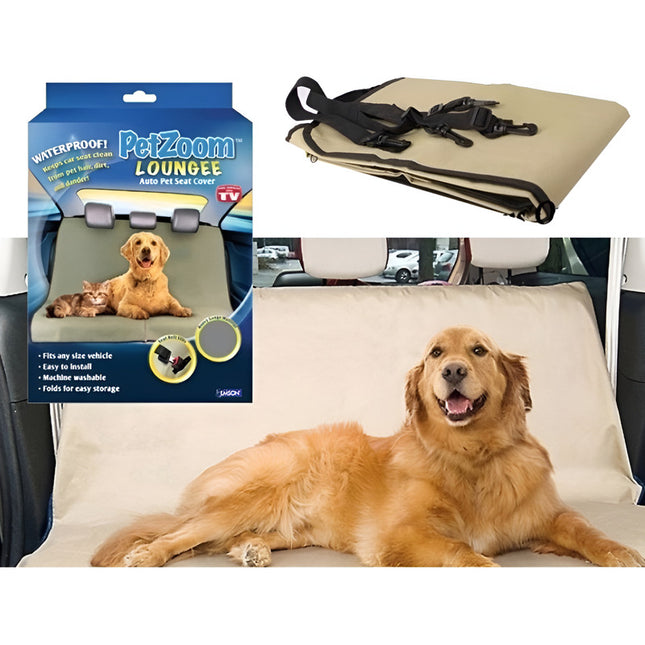 Funda Cubreasiento Impermeable Auto Mascotas Perros 2 Plazas Negro