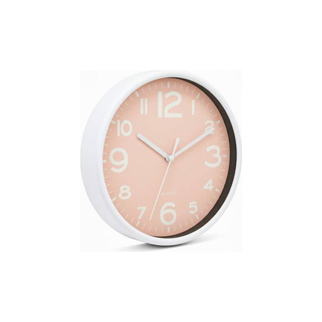 Reloj De Pared Colores Varios  19x4cm Blanco Rosa Claro