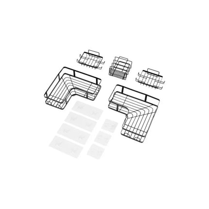 Set X5 Estante Organizador Esquinero Ducha Baño Jabonera Negro
