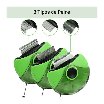 Cepillo 3 En 1 Para Mascotas Con Cabezal Giratorio Verde Verde