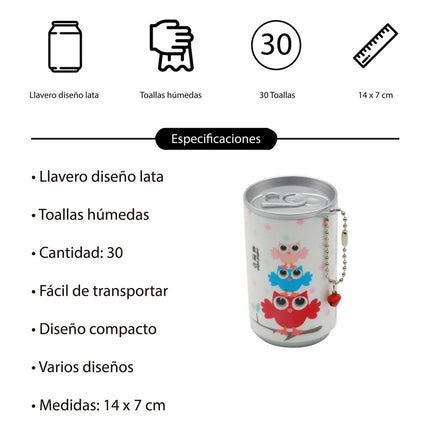 Llavero, Lata Con Pañuelos Descartables, Pack X12 V