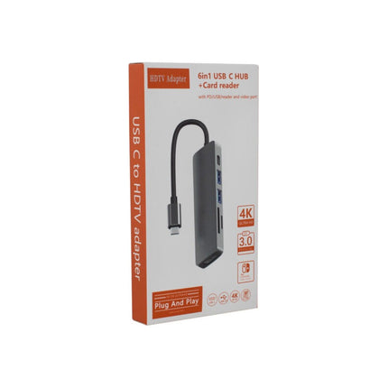Adaptador Hub 6 En 1 Usb 2.0/ Usb 3.0/sd/tf/usb-c/ Hdmi