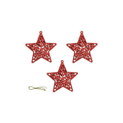 Adorno De Navidad Colgante Con Brillos X 3. Rojo Ccm00746 Rojo