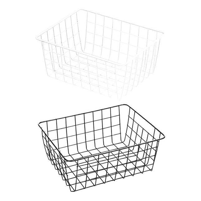 Canasto Organizador Metálico Baño Cocina Mediano 28x21x12cm Negro - Blanco