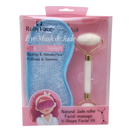 Rodillo Jade Masajeador + Antifaz Con Gel Refrescante V