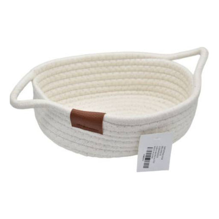 Organizador Tejido Blanco Con Asas 27x8cm. Chw02410 A