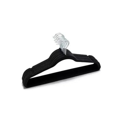 Percha De Terciopelo Antideslizante Negras Pack 10 Unidades Negro