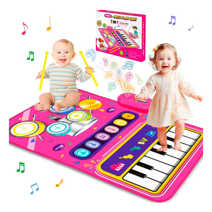 Alfomba Manta Musical Bateria Y Piano 2 En 1 Rosa Chicle