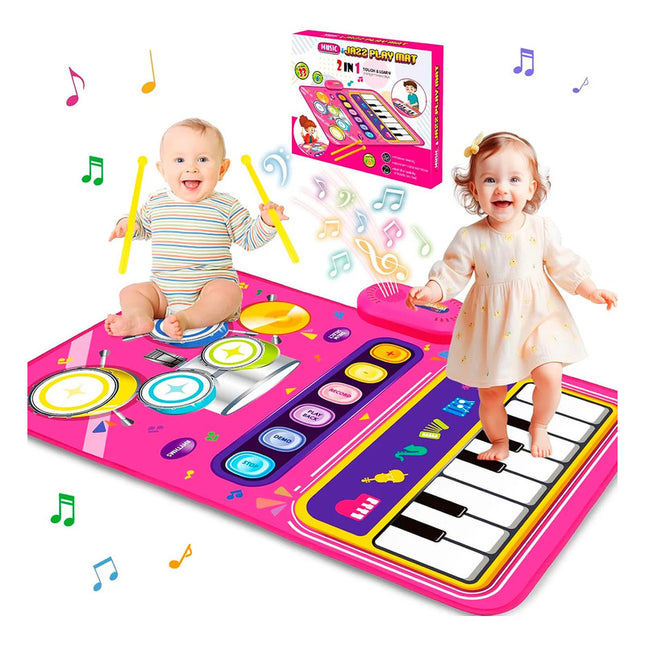 Alfomba Manta Musical Bateria Y Piano 2 En 1 Rosa Chicle