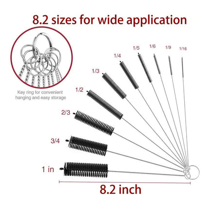 Limpia Bombilla Cepillo Acero Inoxidable Pack X10