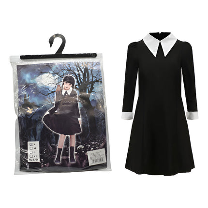 Disfraz De Merlina Infantil Vestido Negro Y Blanco Halloween Negro Y Blanco M