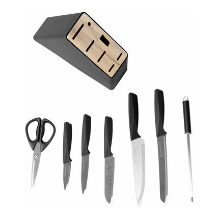 Set De Cuchillos Y Tijera 7 Piezas 24kk-06 Negro