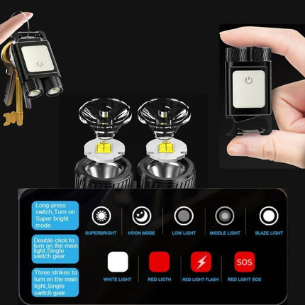 Mini Linterna Llavero Multifuncion Con Iman Recargable  N