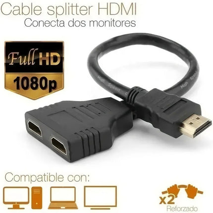 Split Splitter Multiplicador Hdmi 1.4 De 1 Macho A 2 Hembra