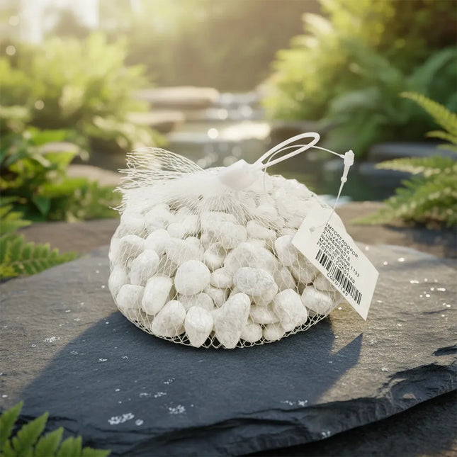 Piedras Blancas En Malla Para Decoración 500gr. Cgf01169 Blanco 1 Cm 4 Cm