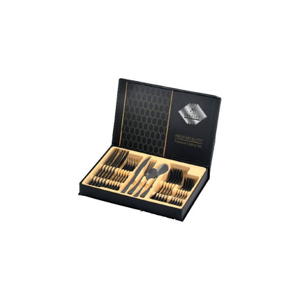 Cubiertos Metalicos 24pz Caja Organizadora Lh-3778 Negro