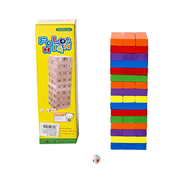Juego Torre De Madera Jenga De Colores En Caja