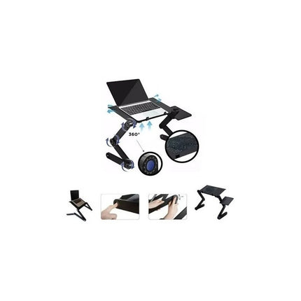 Mesa Plegable Notebook Laptop Cooler Soporte Mouse Regulable Negro