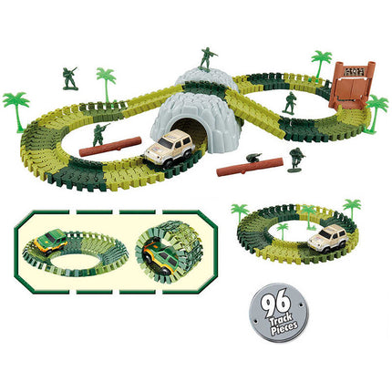 Pista Flexible De Autos Dinosaurio - 96 Piezas Verde
