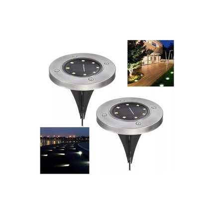 Foco Solar De Embutir Para Piso 8 Led Plateado