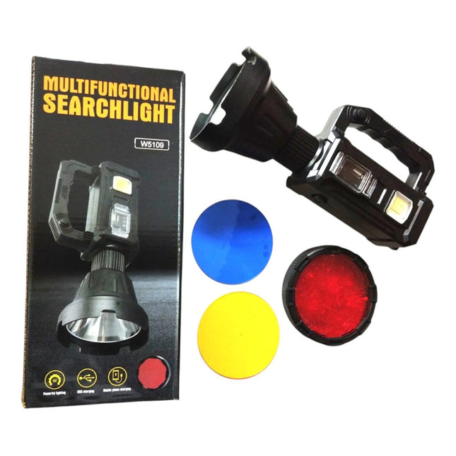 Foco Cazador Mediano W5109 Carga Solar O Usb Multifuncional