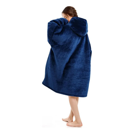 Buzo Poncho Adulto Plush Con Capucha Xxxl Azul