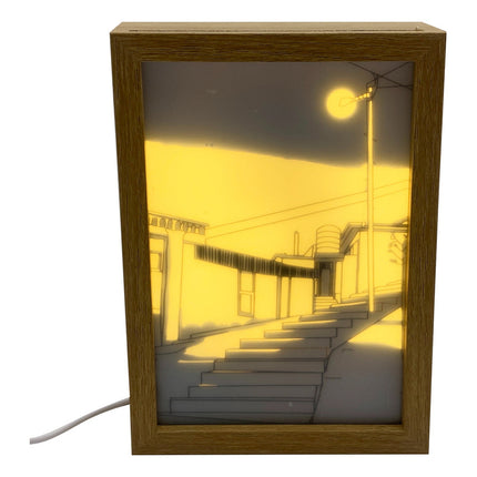 Cuadro De Madera Con Luz Veladora , Usb Amarillo