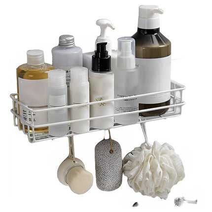 Canasto Organizador Adhesivo Metal Cocina Baño Con Ganchos