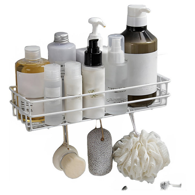 Canasto Organizador Adhesivo Metal Cocina Baño Con Ganchos