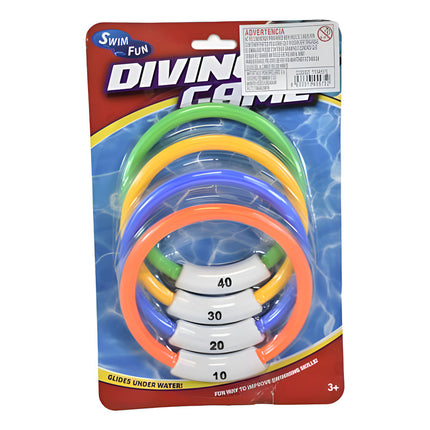 Anillos De Buceo Para Piscina X4 Unidades 14cm X