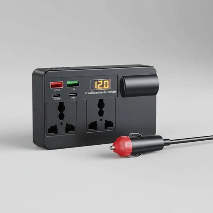 Convertidor Treqa Para Vehiculo Pd 30w Y 2 Tomas Ac 220v
