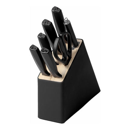 Set De Cuchillos Y Tijera 7 Piezas 24kk-06 Negro