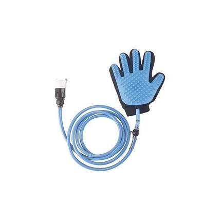 Cepillo Manguera Perro Gato Mascota Manopla Con Manguera Azul Marino