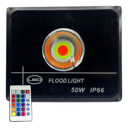 Foco Rgb  15 Colores 50w Con Control Remoto Negro Rgb