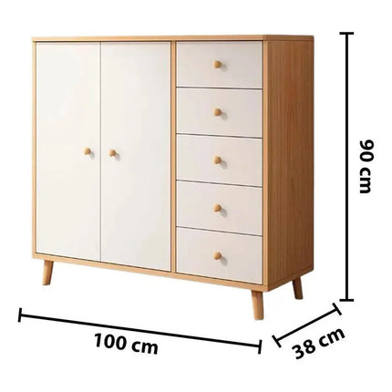 Cómoda Cajonera Aparador 2 Puertas Estantes Y 5 Cajones Blanco