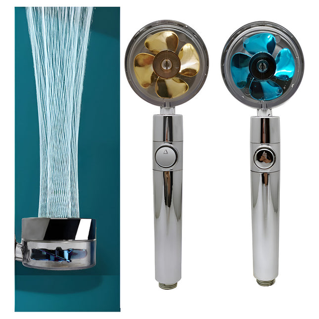 Duchero Cabezal Rotación 360° Alta Presión Con Ventilador Gris