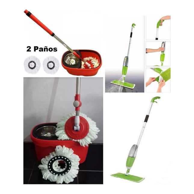 Balde Mopa Giratoria + Mopa Spray Oferta Combo Disponible