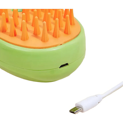 Cepillo De Vapor 3en1 Masajeador Para Mascotas Perros Gatos Color Verde Lima