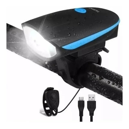 Pack Luces Para Bicicleta Delantera Con Bocina + Trasera Usb