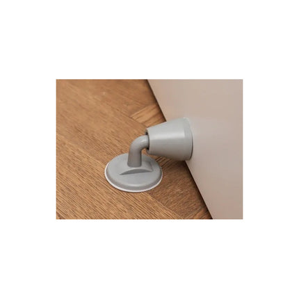 Tope De Puerta Silicona De Piso Sin Perforación Anti Golpes Gris Redondo Liso