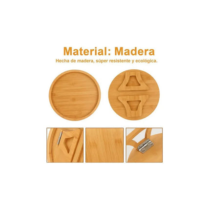 Bandeja Soporte Posa Vasos Para Sillón - Bambu - Plegable Marrón Claro