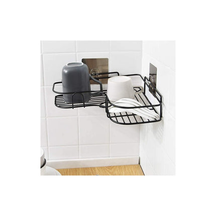 Esquinero Organizador Repisa De Baño / Cocina Adeshiva Metal Negro/blanco