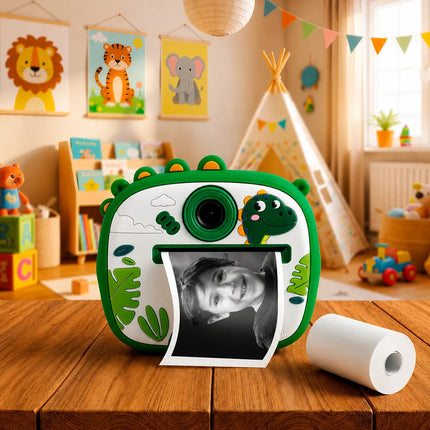 Camara De Fotos Dual Instantanea Infantil Varios Diseños Verde