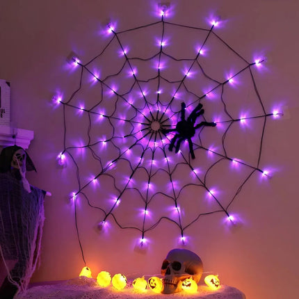 Telaraña Con Luz Para Decoración De Halloween Morado