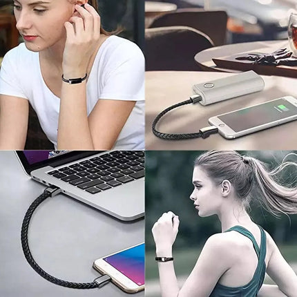 Pulsera De Cable Usb Tipo C De Carga Rápida Portátil Negro