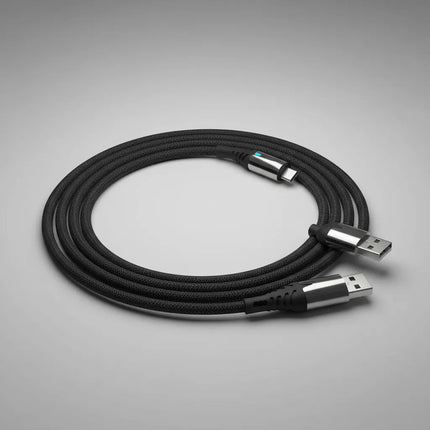 Cable Reforzado De Carga Rapida  Usb-c Con Led Negro
