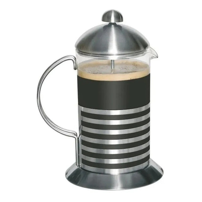 Cafetera Manual Embolo Vidrio Y Acero 600 Ml Calidad  Transparente Y Acero